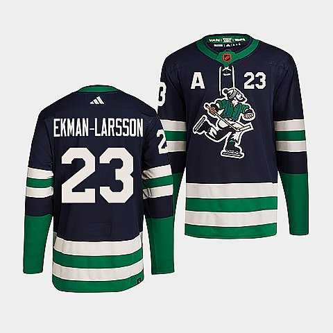 Men%27s Vancouver Canucks #23 Oliver Ekman-Larsson Navy 2022 Reverse Retro Stitched Jersey Dzhi